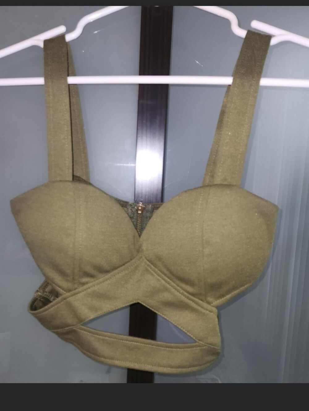 Sexy Olive Cutout Crop Top